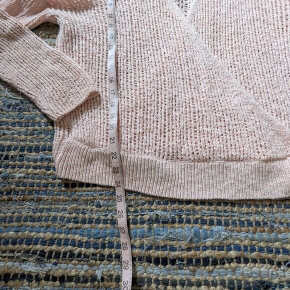 Billabong Open Weave Wrap Sweater Powder Pink M Vneck L/S Balletcore Feminine - Picture 3 of 5